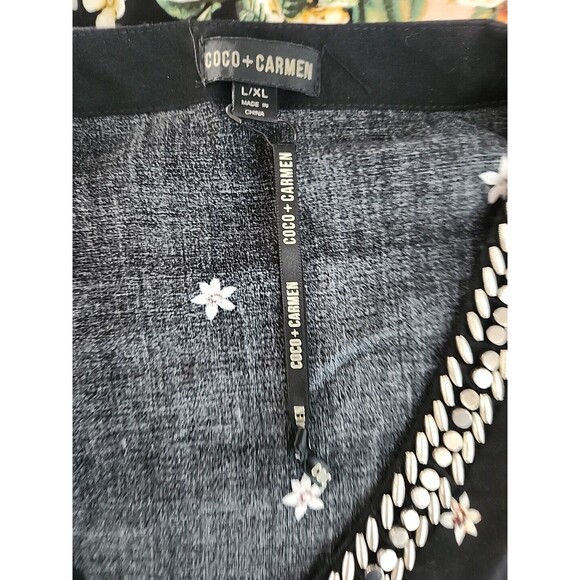 Coco + Carmen L/XL Tunic Floral Tiered Ruffle Sleeve Boho Bead Embellished Top - Picture 10 of 12